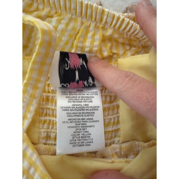 NWT Counting Daisies Baby Girl 18M Sleeveless Yellow Gingham Dress with Bloomers - Picture 5 of 5